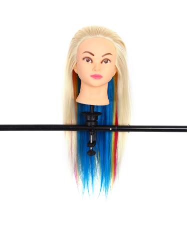 High-Quality Exercise Head - Hairdressing Training Doll with Free Comb | Colorful Salon Model (22.4-26 inch Hair Length) - #6 White & Multicolor | Best for Hairdressers & Stylists - Buy Online on GoSupps.com
