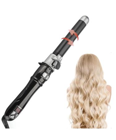 TANSHINE Automatic Rotating Curling Iron 1.1 Inch Large Barrel Hair Waver Curling Wand for Long Hair Electric Auto Big Self Curler with Adjustable Heat Settings Spinning Curling Iron 28mm Barrel Black 1.1IN Black