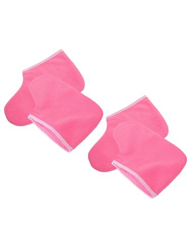 Veemoon Sachets de Cire pour Pieds en Film de Paraffine pais 2 Paires Rose Fuchsia Bord Blanc Couverture Spa pour Enveloppement et Soin Hydratant des Pieds Professionnel Domicile