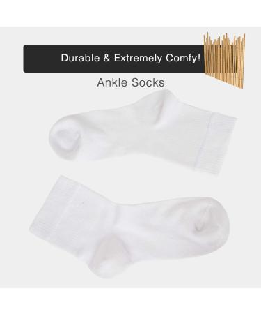 Cozyfeel Women's Loose Diabetic Ankle Socks - 4 Pairs Bamboo Neuropathy Socks (White) - Buy Online on GoSupps.com