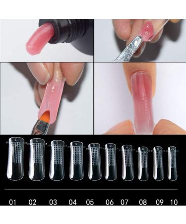 Nail Extension Form Tips Clear 100pcs Poly Gel Acrylic Nails Mold - Dual Forms System UV Gel DIY Manicure Tool with Scale - Buy Online on GoSupps.com