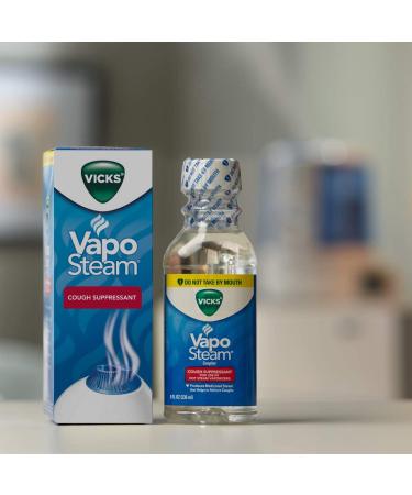 Vicks VapoSteam Medicated Liquid with Camphor 8 Oz - Cough Suppressant for Vicks Vaporizers and Humidifiers - Buy Online on GoSupps.com
