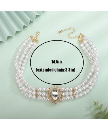 Vintage 1920s Pearl Necklace with Crystal Beads - Bridal Multi Layer Jewelry for Women & Girls - Buy Online on GoSupps.com