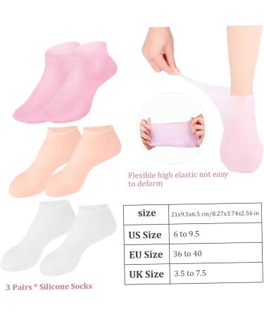 Moisturizing Socks Silicone Socks for Dry Cracked Feet Women 3 Pairs Soft Moisturizing Socks Anti Slip Women Spa Pedicure Gel Socks Aloe Sock for Softening Rough Skin Calluses - Buy Online on GoSupps.com