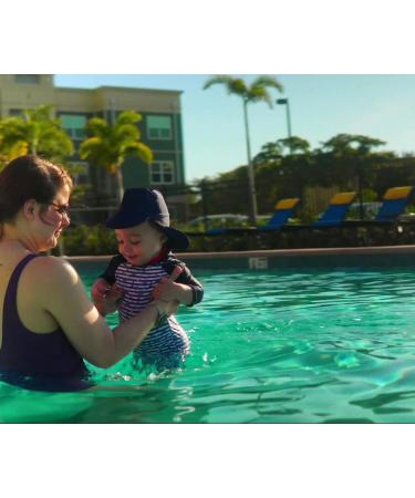 UM ELOK Baby Boys Swimwear UPF 50 Sun Protection Swimsuit Set with Snap Bottom & Sun Hat | 3-6 Months Blue Lighthouse - Buy Online on GoSupps.com