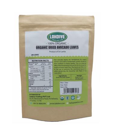 Lakdive Organic Avocado (Hoja De Aguacate Criollo - Aroma Fuerte) Leaves for Herbal Tea Healthy Face Hair Nail 200 Leaves/NET WT is around 5oz (150g)