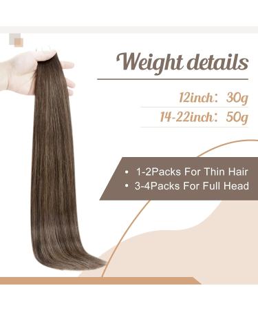 FSHINE Balayage Tape Extensions - Real Hair Dark Brown to Medium Brown - 50g 40cm Remy Tape-In Hair #2/6/2 - Straight Balayage Style - Buy Online on GoSupps.com