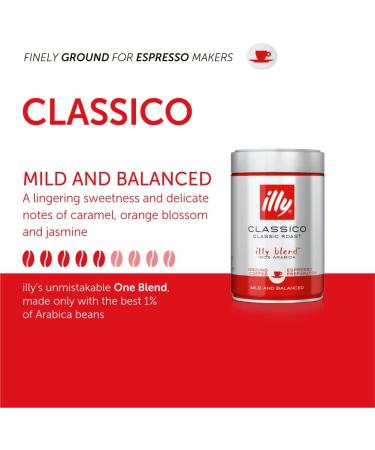 illy Coffee Classico Ground 250g: Medium Roast 100% Arabica Espresso Grind - Buy Online on GoSupps.com