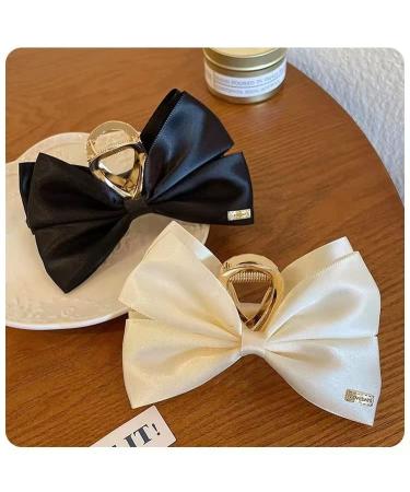 Gerulyss 2 Pcs Black No-Slip Large Hair Bows Barrettes for Women - Champagne Metal Hair Claw Clips with Acrylic Bow - Hair Accessories Clips for Thick Hair - Buy Online on GoSupps.com