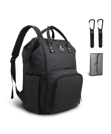 Hafmall Diaper Backpack Practical Large Capacity Baby Nappy Bag Backpack for Mom and Dad Stylish Macaron Black