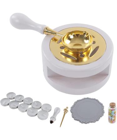 Letter Wax Sealing Kit - Wax Warmer Spoon Brass Head & Wooden Handle in Brown (Milky Gray) | International Shipping - Buy Online on GoSupps.com