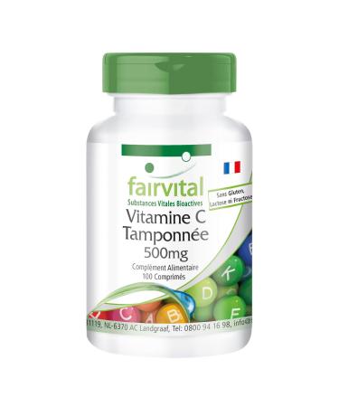 Fairvital | Vitamine C tamponn e 500mg - boite de 100 jours - VEGAN - Fortement dos - 100 comprim s - ascorbate de calcium