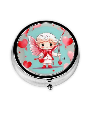 Cute Loving Boyround Pill Box 3 Compartment Round Pill Box Organizer &Portable Travel Pill Box for Traveling.