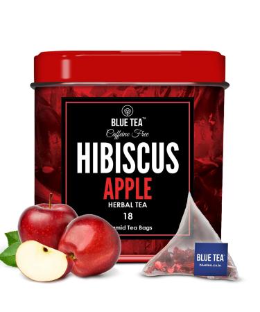 BLUE TEA - Hibiscus Apple Herbal Tea - 18 Tea Bags | CAFFEINE FREE | CHRISTMAS TEA GIFTS | Farm Packed Tea | Vegan - Gluten Free - Non-GMO | Tin Pack
