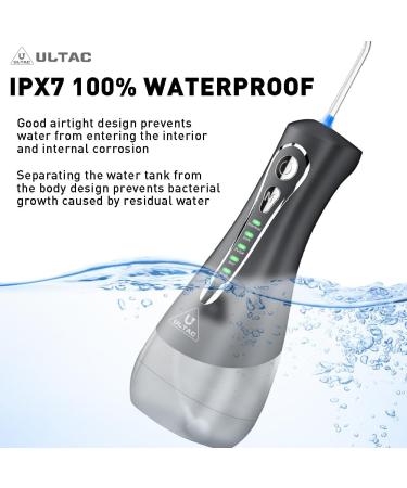 Water Dental Flosser with 7 Tips - Portable Rechargeable Oral Irrigator | IPX7 Waterproof 4 Modes | Travel-Friendly 320ml Tank - Black - Buy Online on GoSupps.com