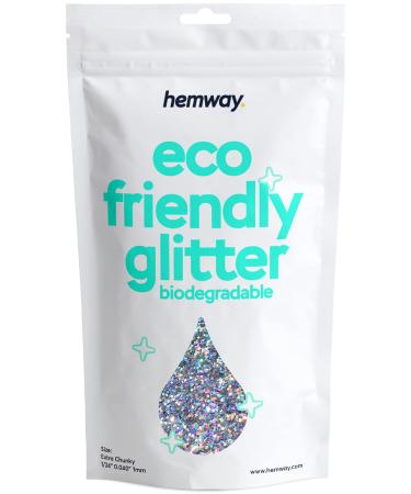 Hemway Eco Friendly Biodegradable Glitter 100g / 3.5oz Bio Cosmetic Safe Sparkle Vegan for Face  Eyeshadow  Body  Hair  Nail and Festival Makeup  Craft - 1/24 0.04 1mm - Silver Holographic Extra Chunky (1/24 0.040 1m... - Buy Online on GoSupps.com