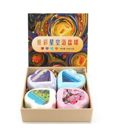 4 pieces of heart shape bathing ball swimming salt ball cleansing bathing ball moisturizing body refinishing pores for the bathroom -nourishing body