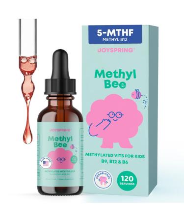 JoySpring Methylfolate for Kids | 5-MTHF Plus Methyl B12 with B6 (P5P) - MethylBee - MTHFR Supplement Kids B12 Vitamin | Folinic Acid Alternative | Berry Lemonade Drops | 30 Servings 1 Fl Oz (Pack of 1)