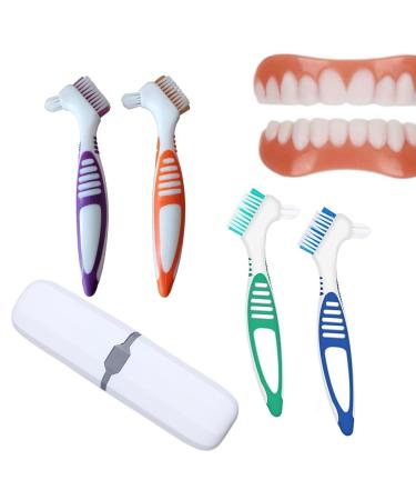 4 pieces of prosthesis cleaning brush hard prosthesis brush portable prosthesis cleaning brushes denture brush for prosthesis care with portable toothbrush box for cleaning denture - Buy Online on GoSupps.com