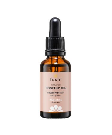 Fushi Organic Rosehip Seed Oil 30ml Best for Scars Fine Lines & Stretch Marks min Vitamin E 18.3 mcg/g Fresh-Pressed Ethical & Vegan Society Approved Manufactured in the UK