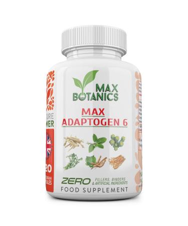 Max Adaptogen 6 | Ashwagandha Bacopa Cordyceps Holy Basil RhodioIa Rosea Siberian Ginseng | Natural | Vegan | UK Manufactured | GMP Standard (120 Capsule Bottle)