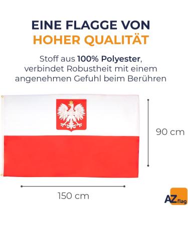 Poland Flag with Eagle 150x90cm | Premium Polish Flag 90x150cm | Top Quality AZ FLAG - Buy Online on GoSupps.com