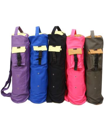 KD Yoga Mat Bag Cotton Canvas Cover Extra Large Bag Multi Functional Pockets for Bottle Belt Bricks Towel Wallet Block & More Sling Bag Mat Holder Purple
