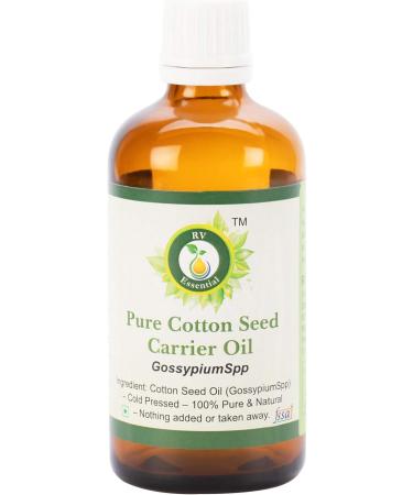 R V Essential Pure Cotton Seed Carrier Oil 10ml (0.338oz)- Gossypium Spp (100% Pure and Natural Cold Pressed) 0.34 Fl Oz (Pack of 1) - Buy Online on GoSupps.com