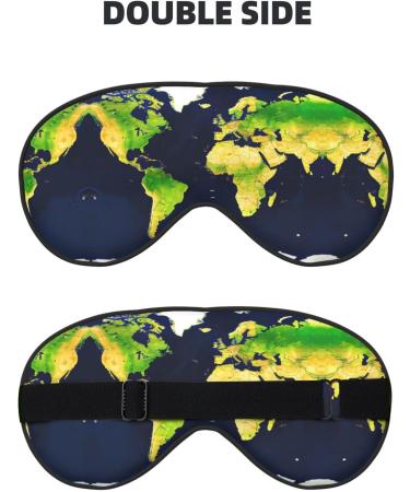 SSIMOO World Map Print Eye Mask - Double-Sided Soft Light Blocking for Quality Sleep | International Shipping Available - Buy Online on GoSupps.com