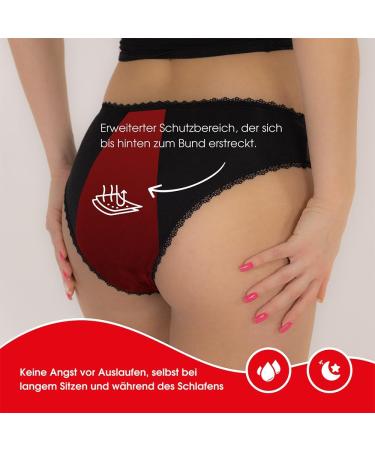 Relixa Menstrual Underwear - Period Undulating Underpants for Women & Girls | Set of 3 Packs XS-4XL - Black Lace - Buy Online on GoSupps.com