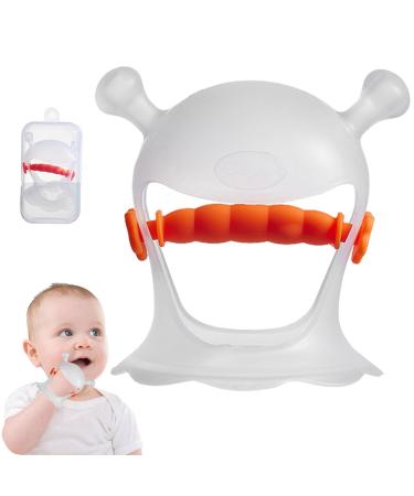 Synyey manual rings for babies anti-drop baby handle bite ring baby toy baby tooth toy silicone bite ring toys toothing pacifier orange