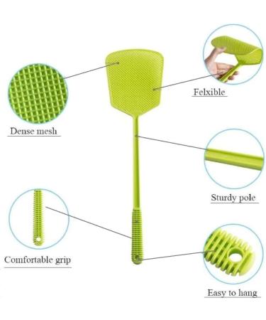 5 Pack Heavy Duty Plastic Fly Swatters with Long Handle - Assorted Colors - Buy Online on GoSupps.com