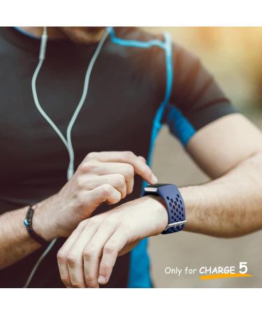 Epova 3-Piece Adjustable Waterproof Bracelet for Fitbit Charge 5 & 6 - Soft Breathable Bands for Men & Women in Black Dark Blue Blue Gray - Buy Online on GoSupps.com