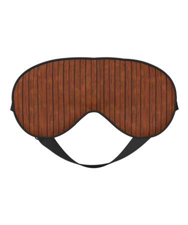 Brown Wood Pattern Unisex Elastic Adjustable Buckle Design Blackout Sleep Eye Mask for Home Travel Yoga Office Nap