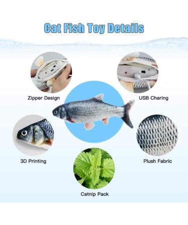 TOOGE 11 Flopping Fish Cat Toys - 2 Pack with SilverVine and Catnip | Interactive Cat Kicker Toys for Indoor Cats, Pets, Puppy, Small Dogs - Buy Online on GoSupps.com