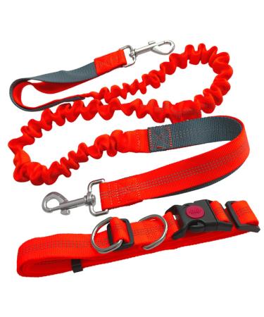 Aiqeer Orange Hands Free Dog Leash Adjustable Waist Belt and Retractable Bungee Leash Jogging Dog Leash with Reflective Stitching (Grey Handle)