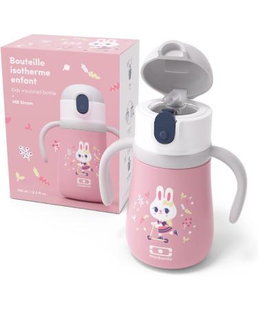 Monbento Kids Insulated Water Bottle 12oz - Leakproof with Straw - Hot/Cold 12 Hours - BPA Free - Pink Bunny - Buy Online on GoSupps.com