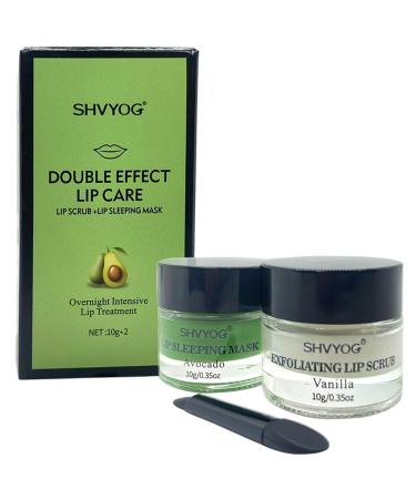 Double Effect Lip Care Vanilla Lip Scrub + Avocado Lip Sleeping Mask