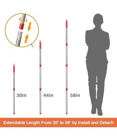 KeFanta Spin Mop Replacement Handle - 4-Section 30-58 inch Stick Compatible with Ocedar - Easy Wring Refills - Germany Screw Red - Buy Online on GoSupps.com