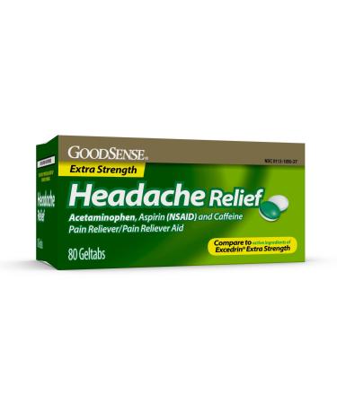 GoodSense Extra Strength Headache Relief Geltabs Acetaminophen Aspirin (NSAID) and Caffeine 80 Count