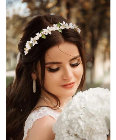 IYOU Bridal Wedding Headbands Gold Flower Hair Bands Leafs Bride Bridesmaid Hair Accessories for Women and Girls - Buy Online on GoSupps.com