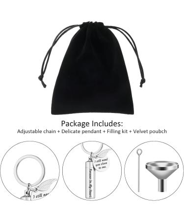 Nibana Personalized Urn Keychain for Ashes Cylinder Cremation Jewelry Memorial Pendant with Angel Wing Charm for Man Women Pet - Buy Online on GoSupps.com