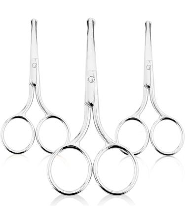 WLLHYF 3 Pcs Nose Hair Scissors Facia Eyebrow Mustache Ear Hair Grooming Trimming Scissors Stainless Steel Professional Small Beard Nail Cuticle Eyelashes Beauty Scissors for Men Women(Silver) - Buy Online on GoSupps.com