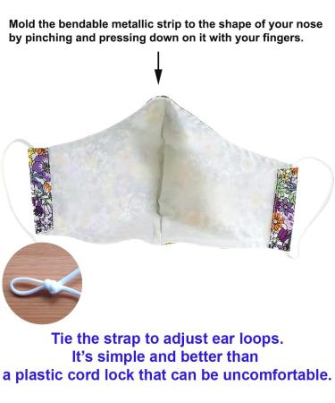 2Pack 100% Cotton Reusable Washable Adjustable Metal Strip Face Mouth Mask Double Layer Anti-Dust Fashion Flower Outdoor Cloth Cover Violet - Buy Online on GoSupps.com