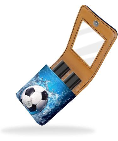 Travel Lipstick Organizer Case - Portable Makeup Bag with Mirror - Blue Ocean Football Water S702b1ctth - Shop Stylish & Functional Makeup Storage - Buy Online on GoSupps.com