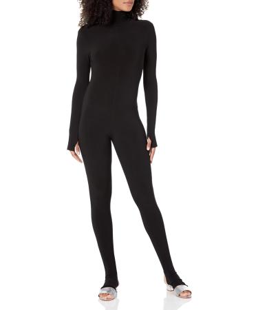 Norma Kamali Women's Long Sleeve Slim Fit Turtleneck Catsuit with Foot S Black