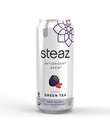 Steaz Organic Zero Calorie Iced Green Tea - Antioxidant Goji Blackberry (Pack of 12) - 16oz - Buy Online on GoSupps.com