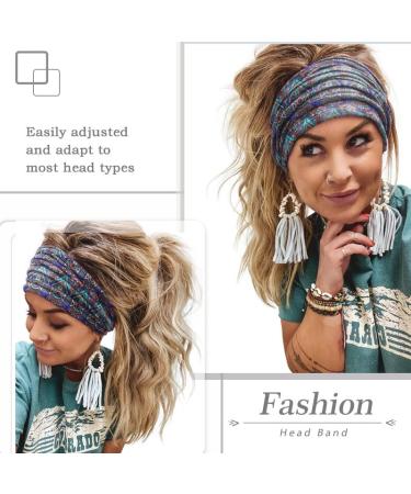 Boho Headbands Set A - 3Pcs | Wide Knotted Turban Hairbands for Women and Girls | Floral Cotton Yoga Hair Wraps - Buy Online on GoSupps.com
