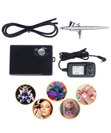 Airbrush Kit, Fy-Light Cosmetic Makeup System, Airbrush Pen w/Needle, Compressor for Face, Nail, Temporary Tattoos, Cake Decorating, Modeling - Black