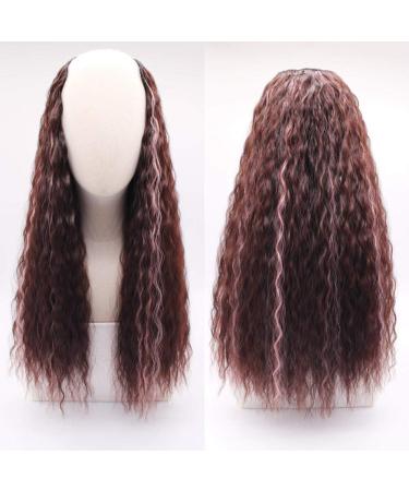 Shop U-Shaped Long Curly Wig - Fluffy Natural Waves & Dark Brown Highlights | Cute & Volumizing eCommerce Hair Solutions - Buy Online on GoSupps.com